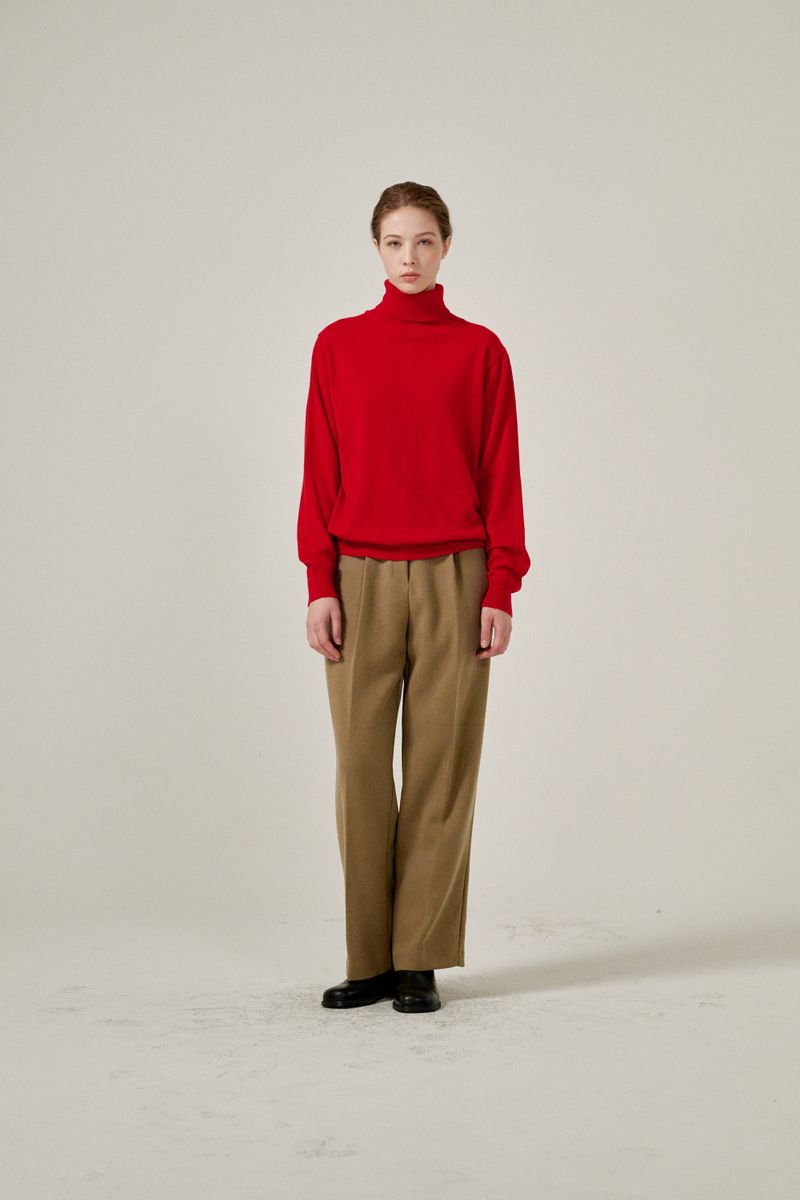 Semi wide pants (Beige)