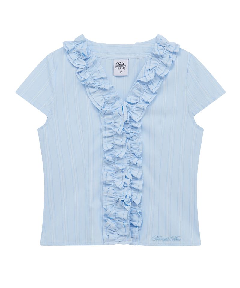 MIDNIGHT MOVE（ミッドナイトムーブ）の「st frill shirt (sky blue)（Tops）」