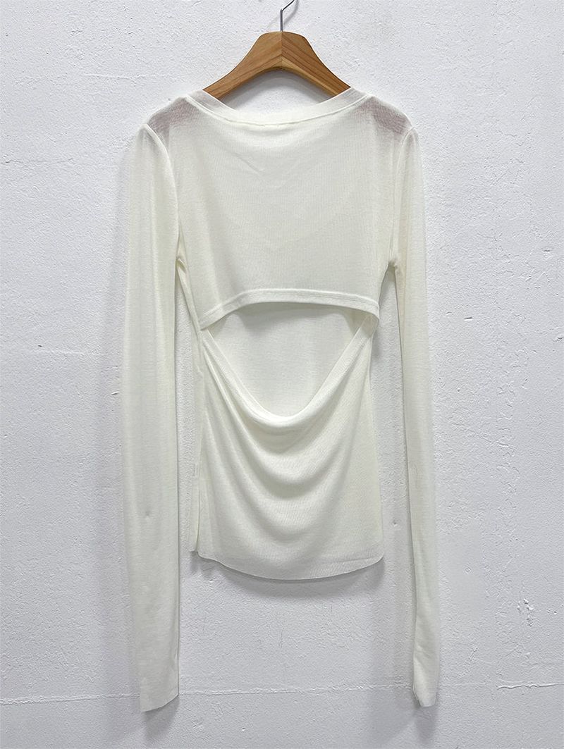 SLIM CUT OUT V NECK SLEEVE (2COLOR)