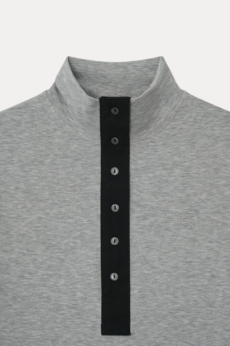 SOFT TENCEL HIGH-NECK TOP_MELANGE GRAY
