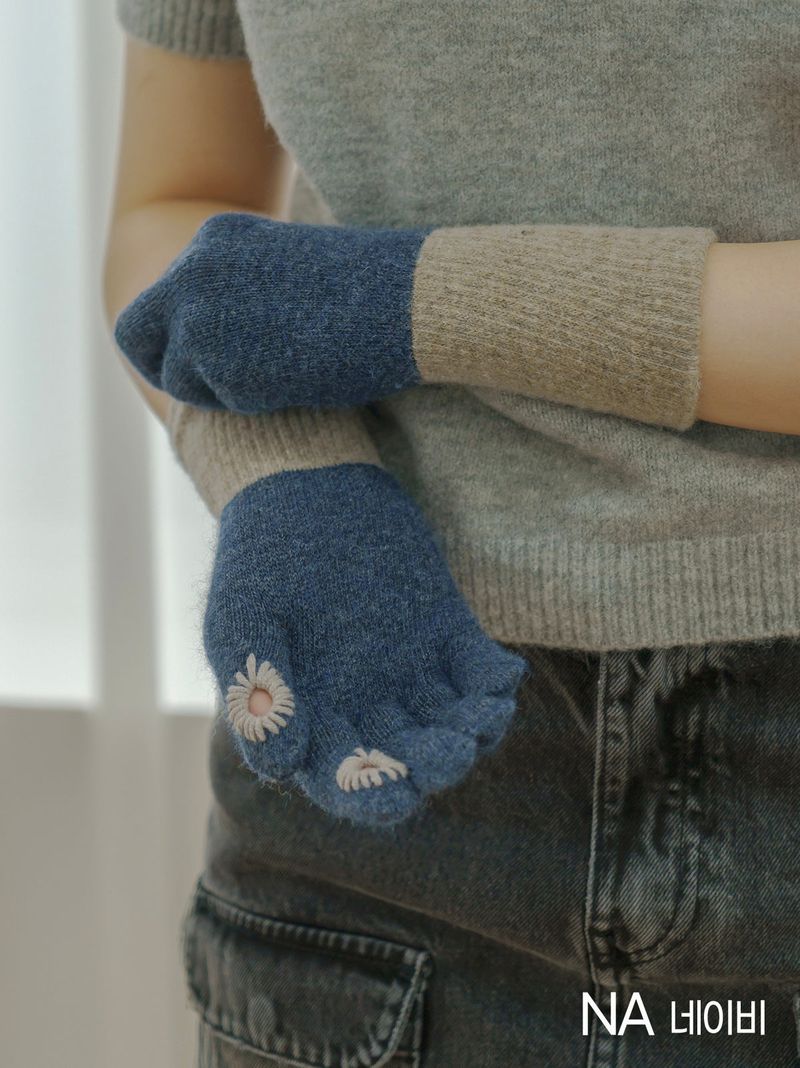 twoton twohole long touch finger gloves 3colors