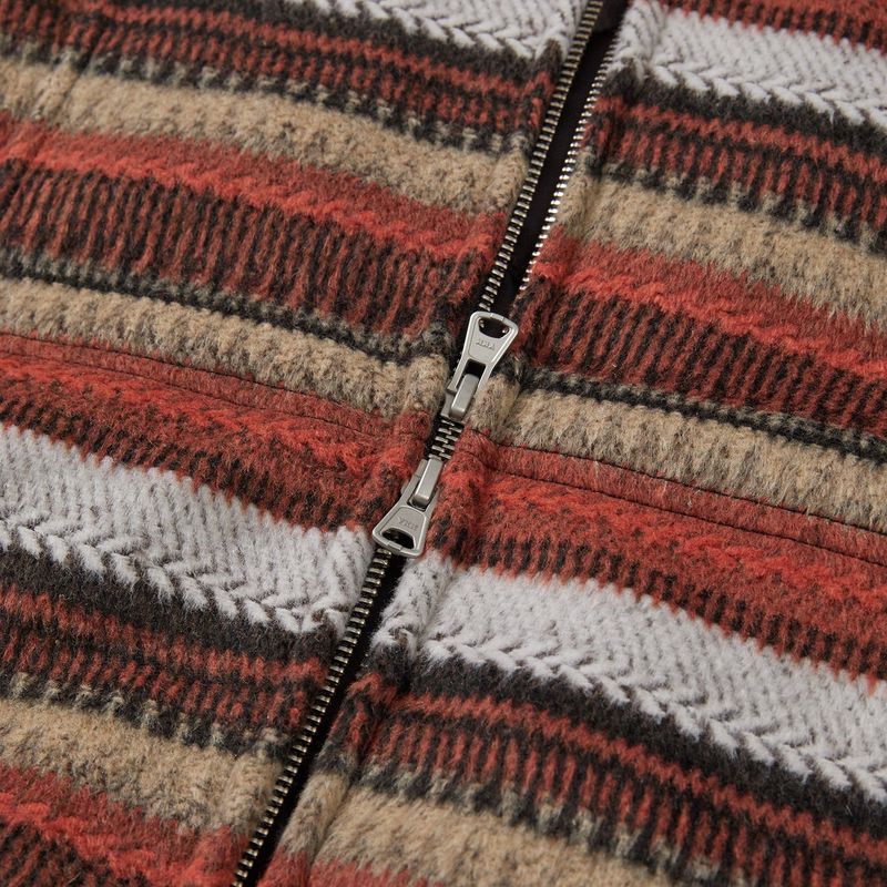 Wool fleece hooded zip-up jacket / Orange brown