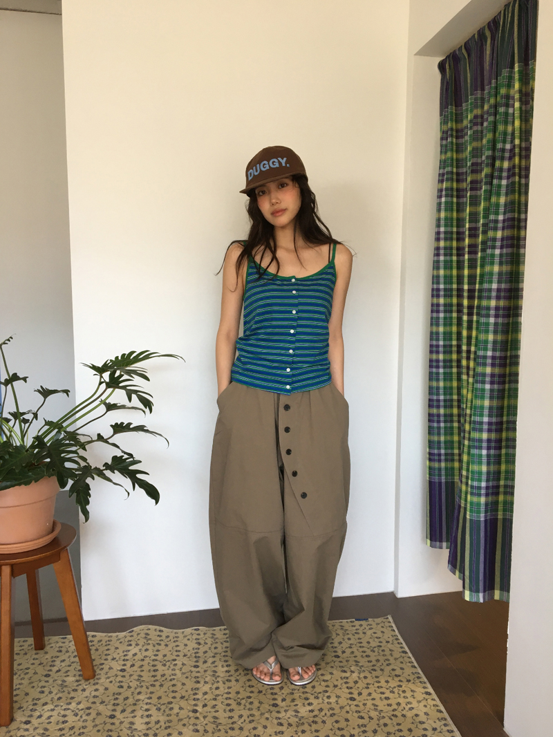Pobi Striped Button Sleeveless (2color)