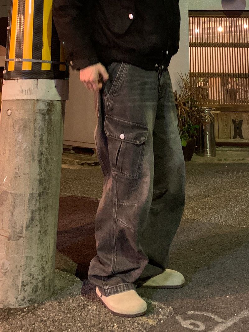 Tachi washed cargo denim pants