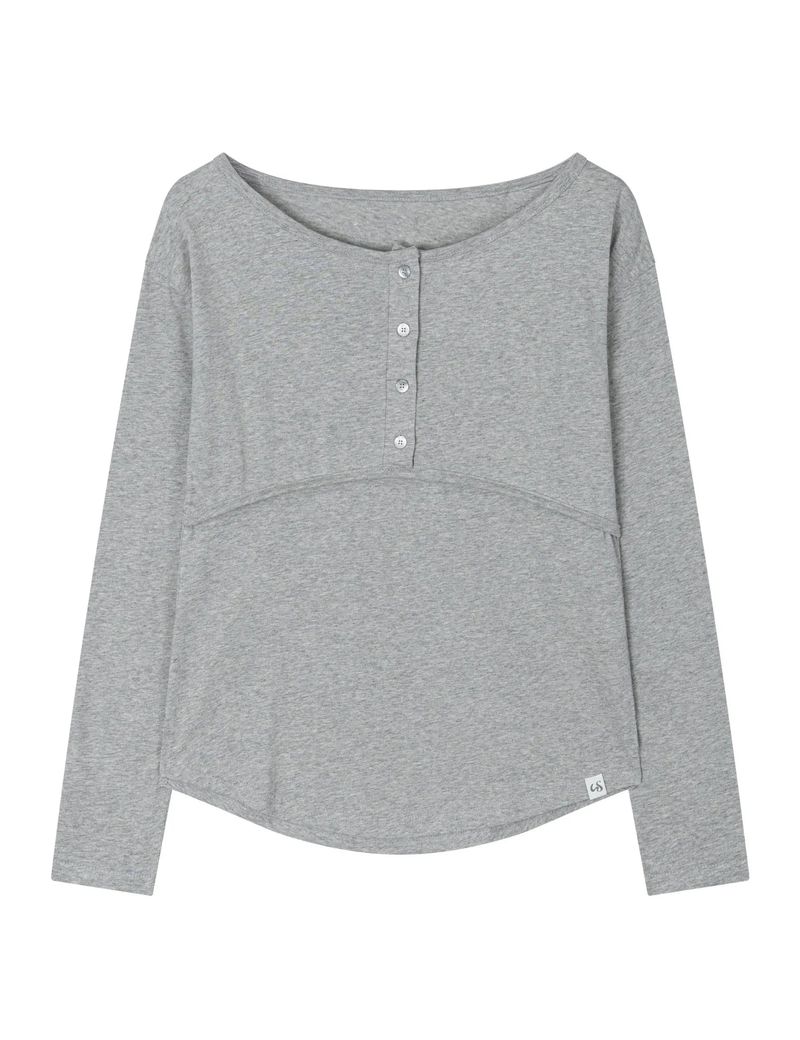 PLACKET RIBBED T-SHIRT(GREY)