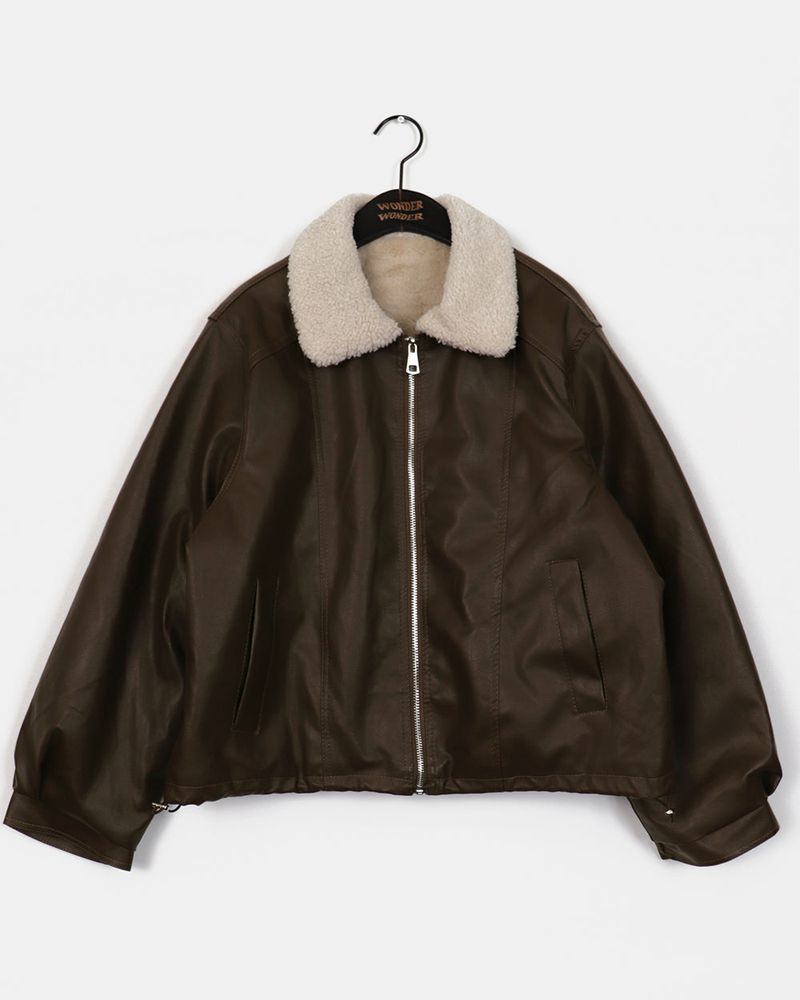 Zizhen wool loose fit leather suede jacket