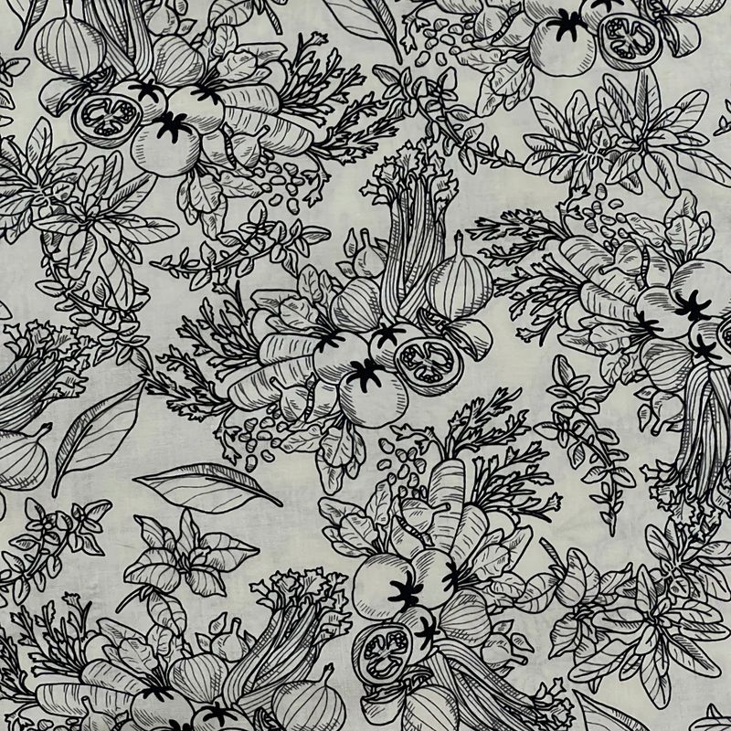 botanical drawing open collar shirt_ivory
