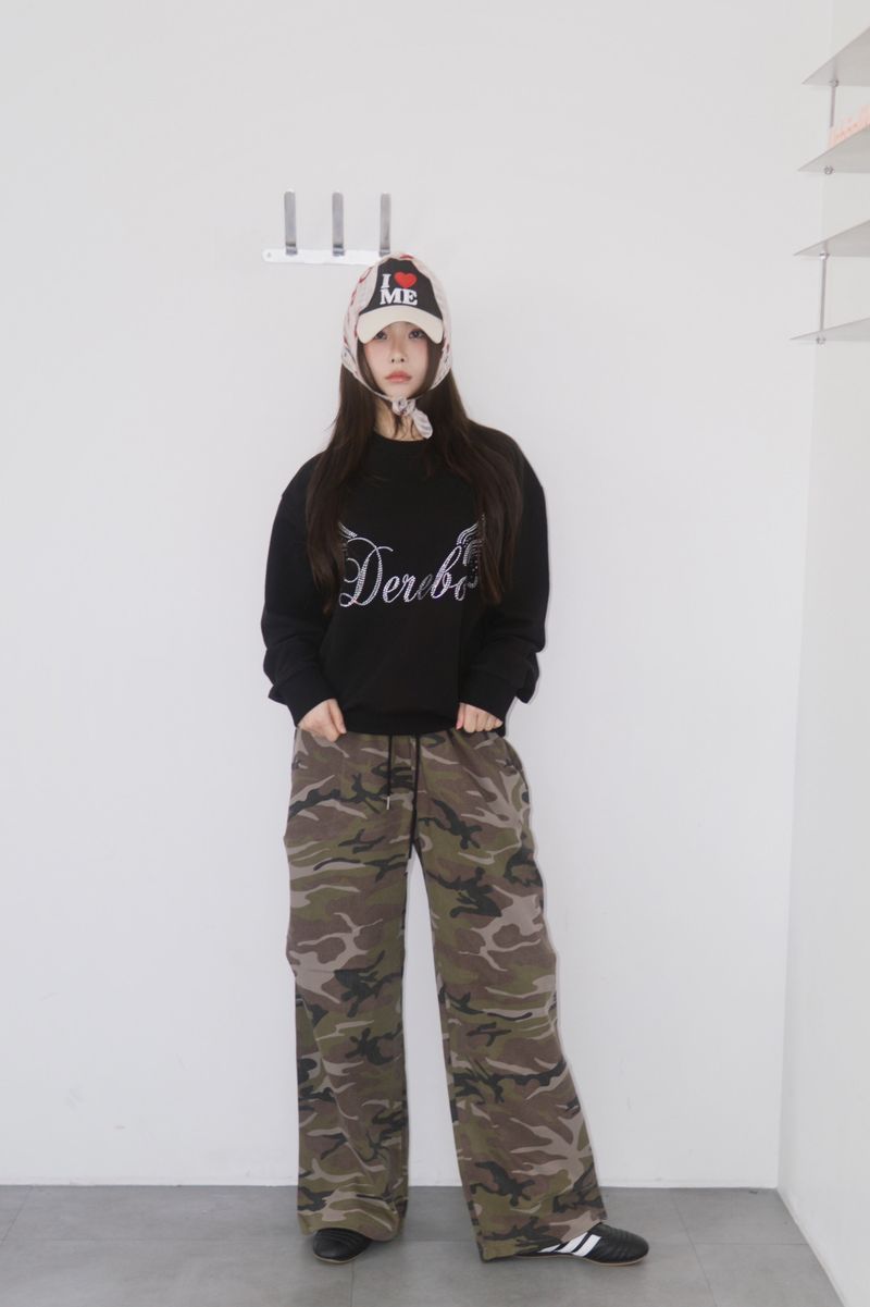 camo casual banding straight pants