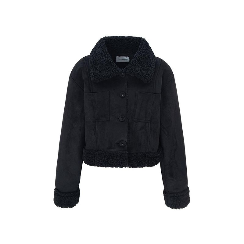 Bellialeu（ベルリアル）の「FLUFFY SHEARING COAT-BLACK（Jackets/Outerwear）」