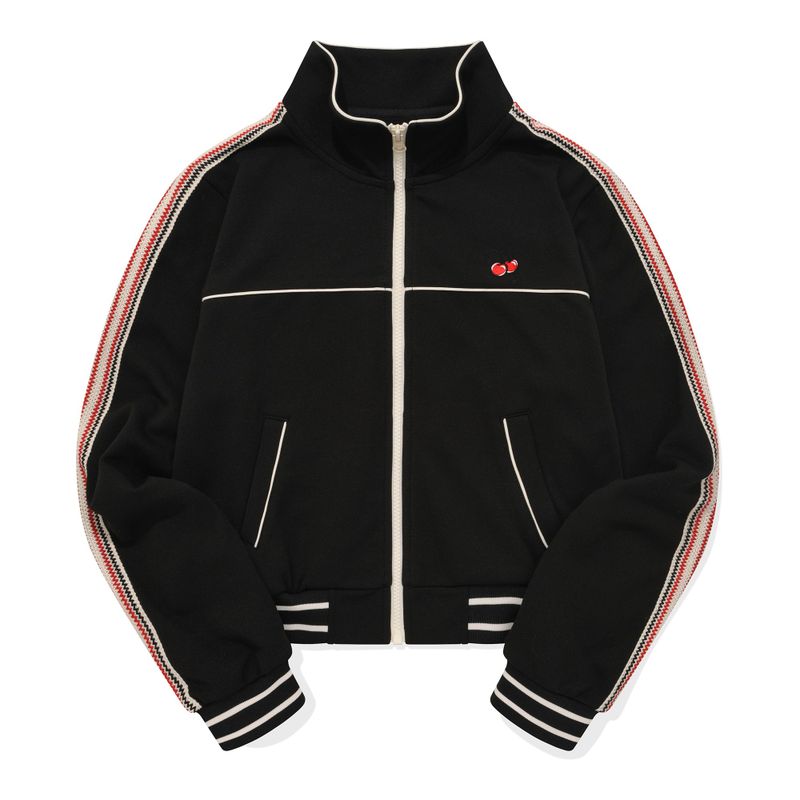 CHERRY LACE POINT CROP TRACK JUMPER [BLACK]
