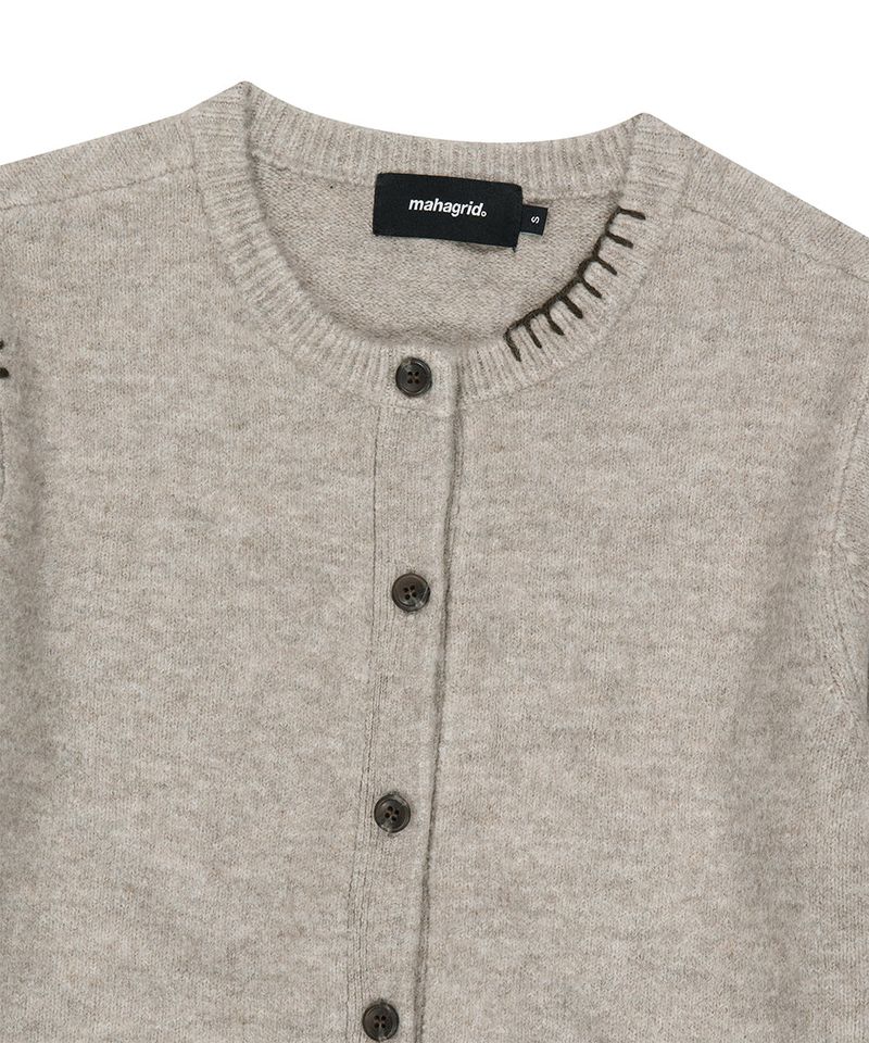 ROUND BUTTON UP CROP CARDIGAN_BEIGE