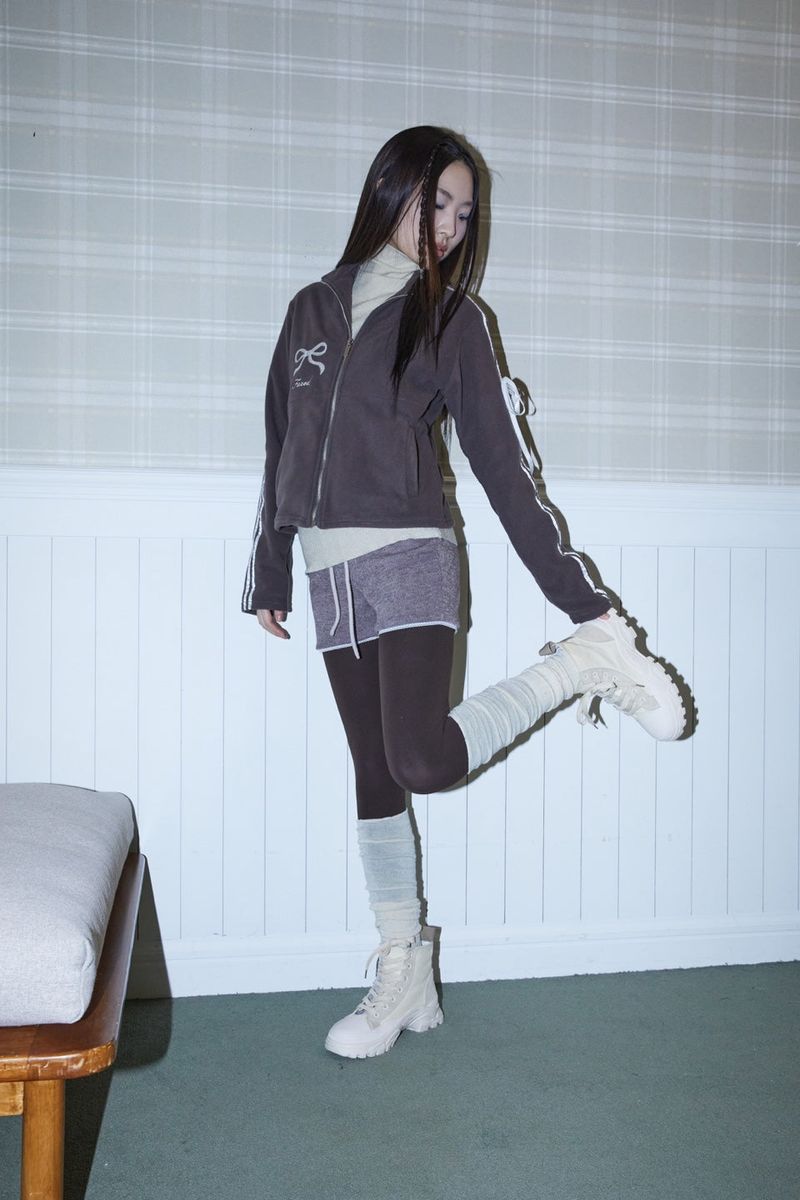 Fazed(フェイズド)の「Ribbon tape fleece jacket / cocoa(Jackets/Outerwear)」