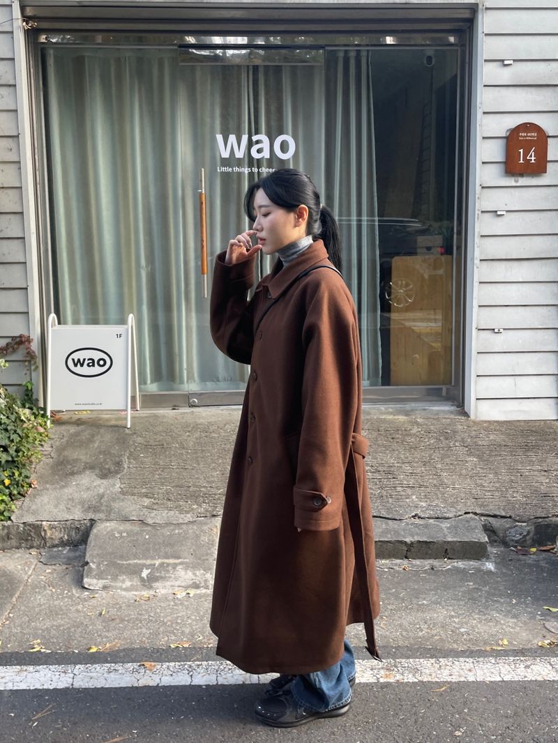 Neroli wool belted long coat
