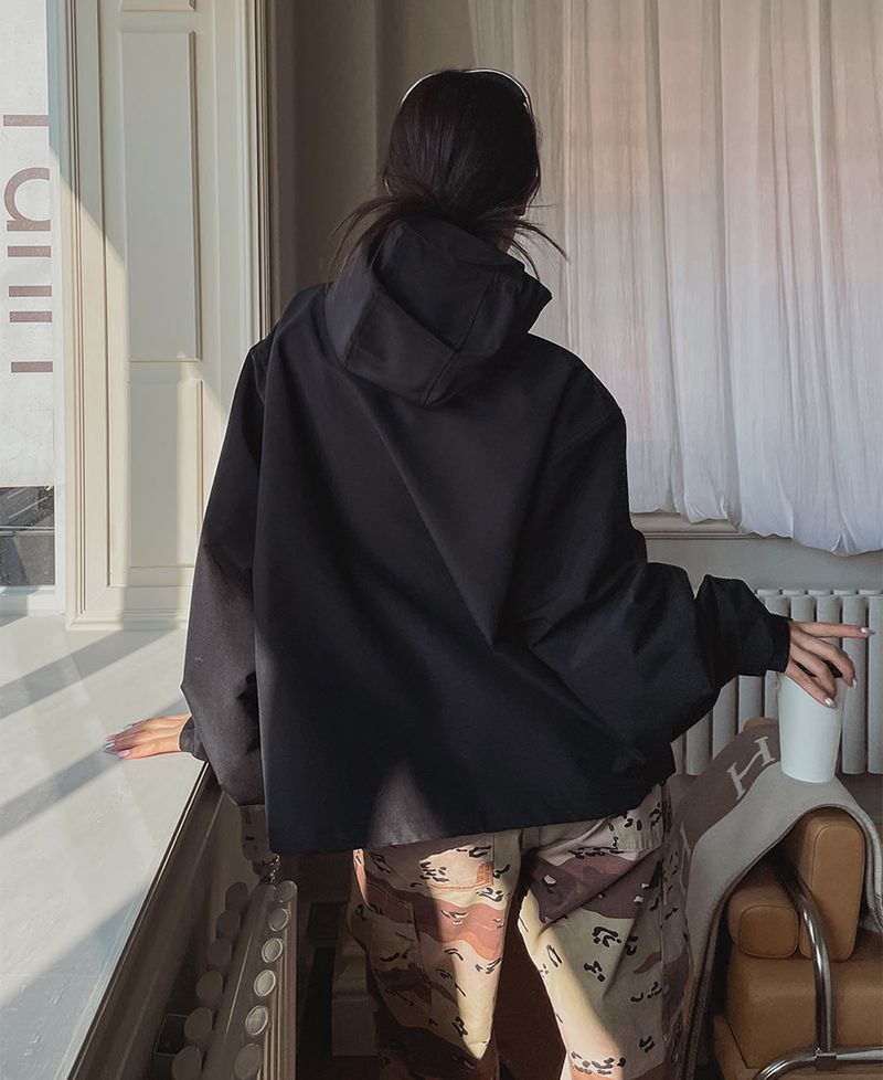 (UNISEX) ハイネックフードウィンドジャケット