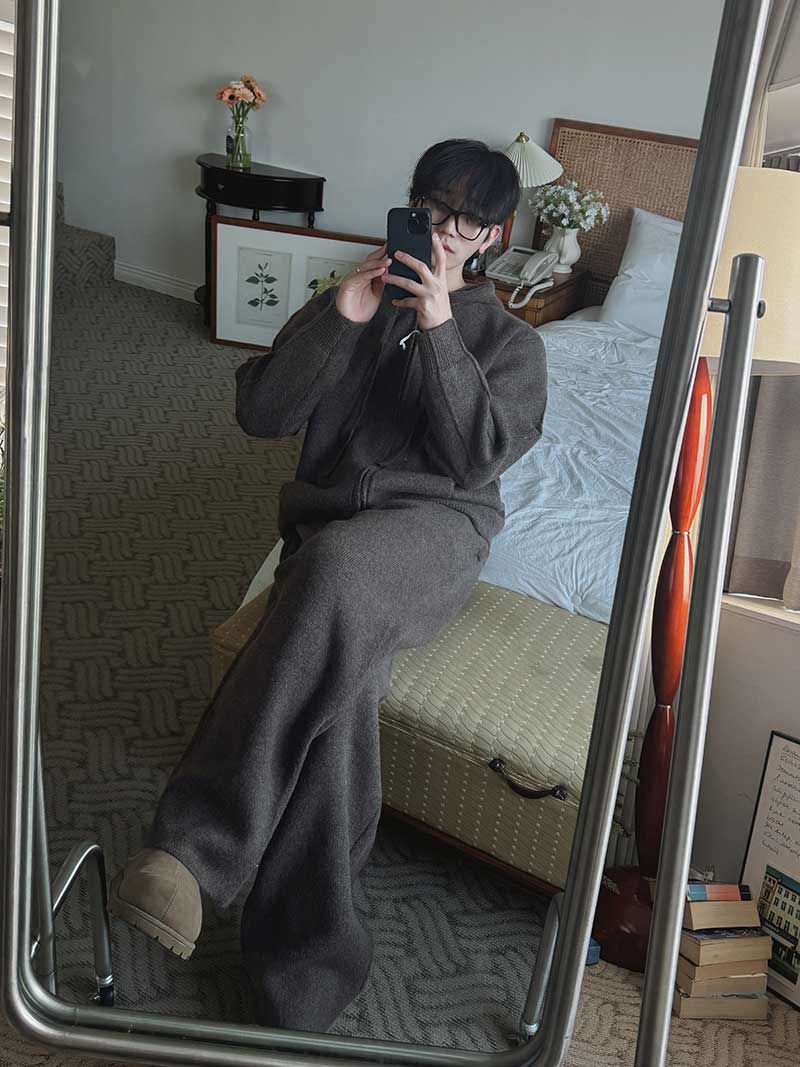 ASCLO Maison Knit Hood Zip Up & Pants (7color)