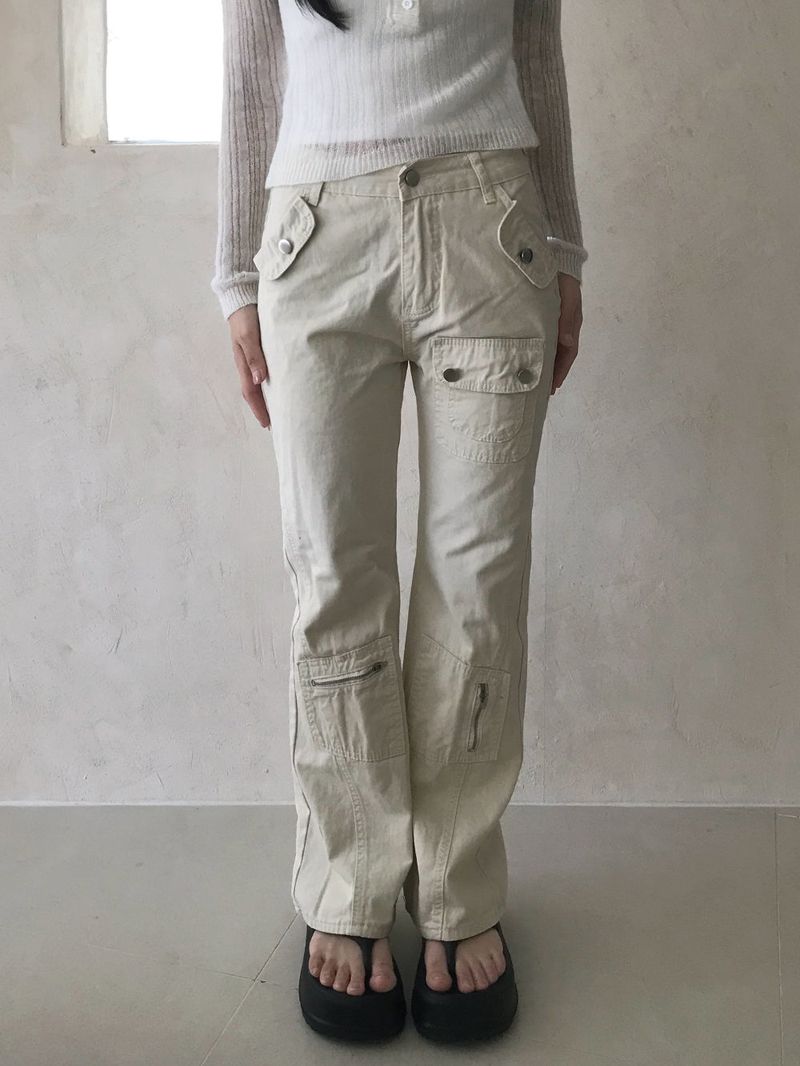 Louple Cargo Pocket Semi Bootcut Long Pants