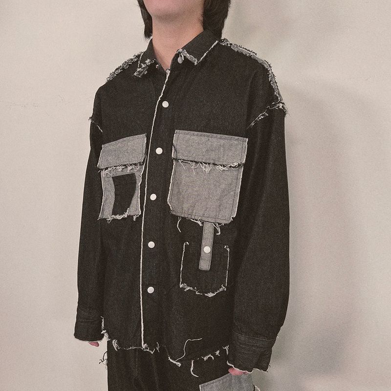 grunge denim shirt_black