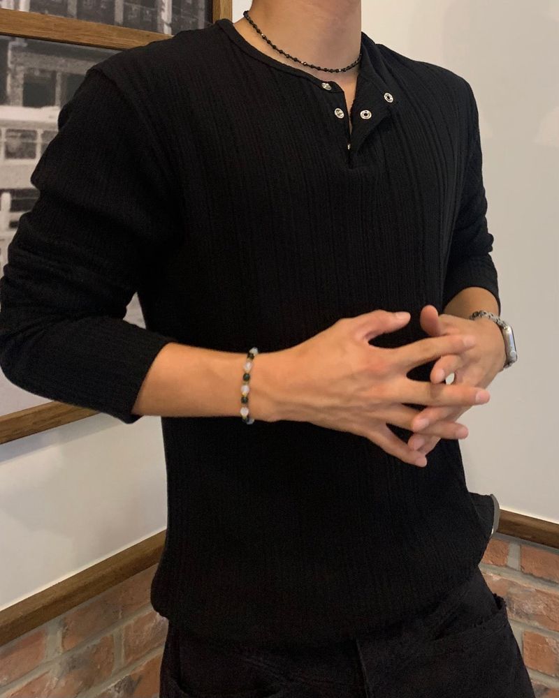 Corduroy Slim Henly Neck Long Sleeve