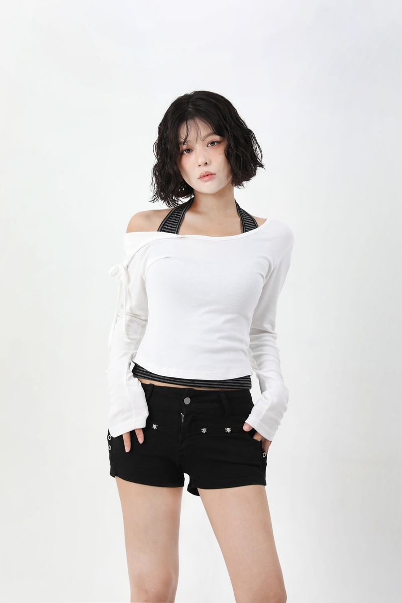 Stripe Haulter Neck Sleeveless