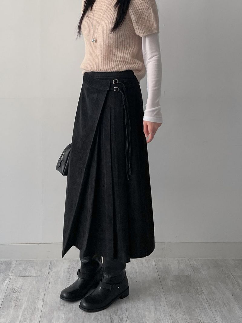 INCHANT ME(インチャントミー)の「Velour Buckle Pleated Long Skirt(Skirts)」