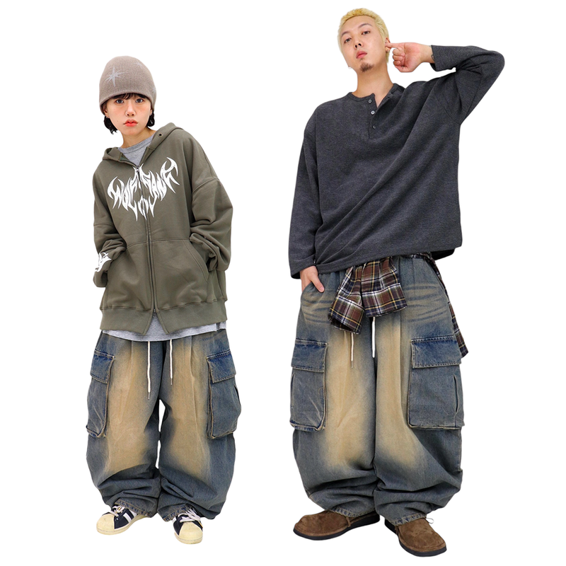 Vintage Washing Cargo Balloon Pants