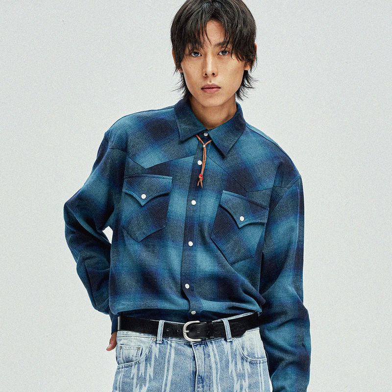 KND(ケイエンド)の「flannel plaid western shirt pacific(Tops)」