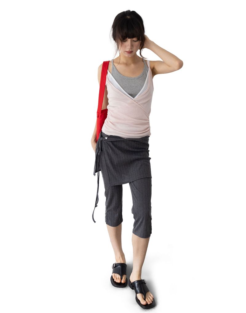 Ribbed Capri Wrap Pants