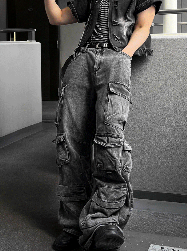 Featherlight Longline Cargo Carpenter Wide Denim