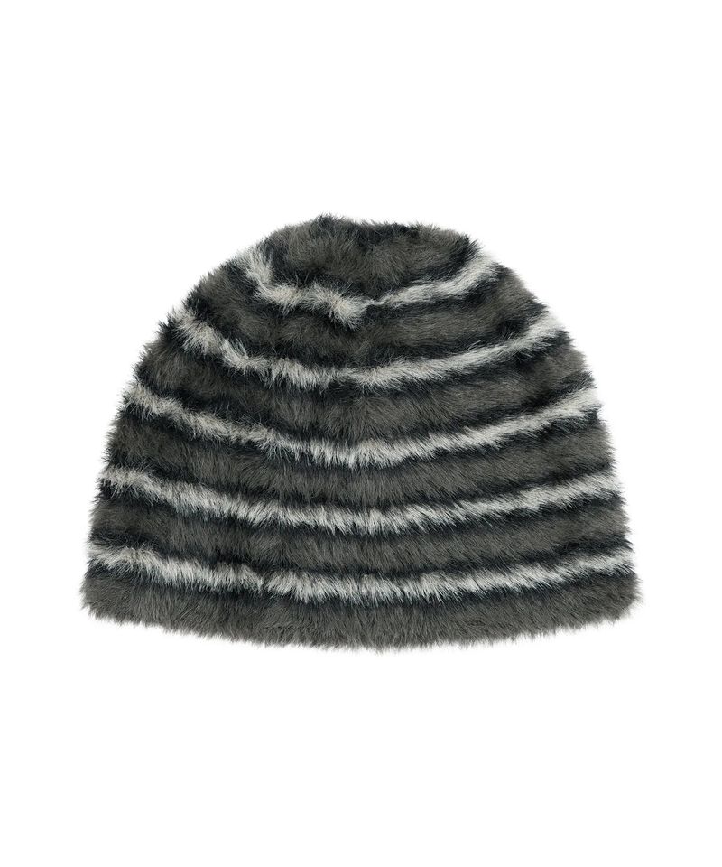 HAIRY STRIPE BEANIE_CHARCOAL