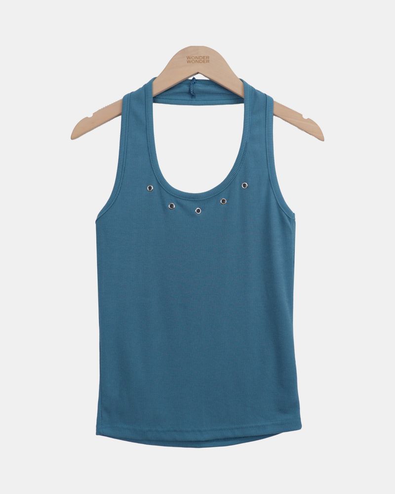 Beniz Eyelet Halter Sleeveless Top