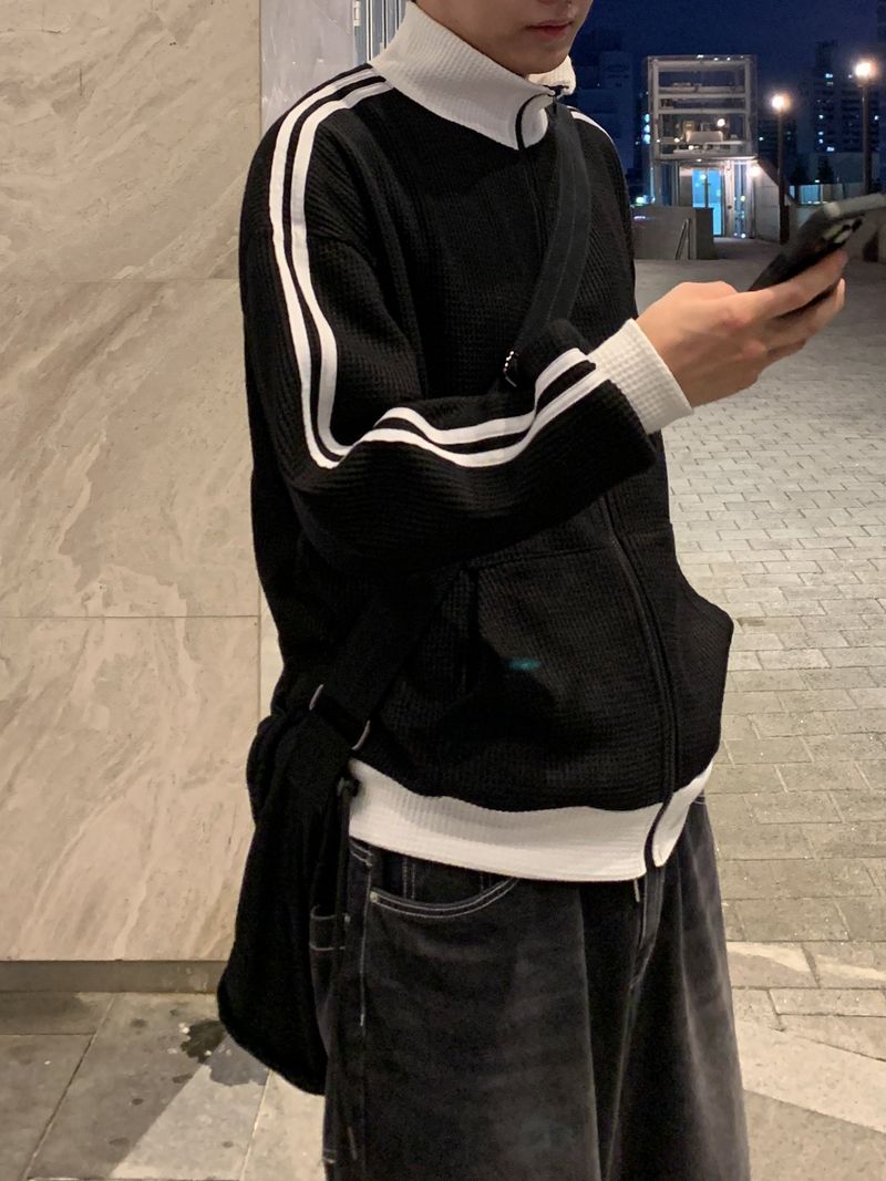 Celeb Waffle High Neck Zip-Up