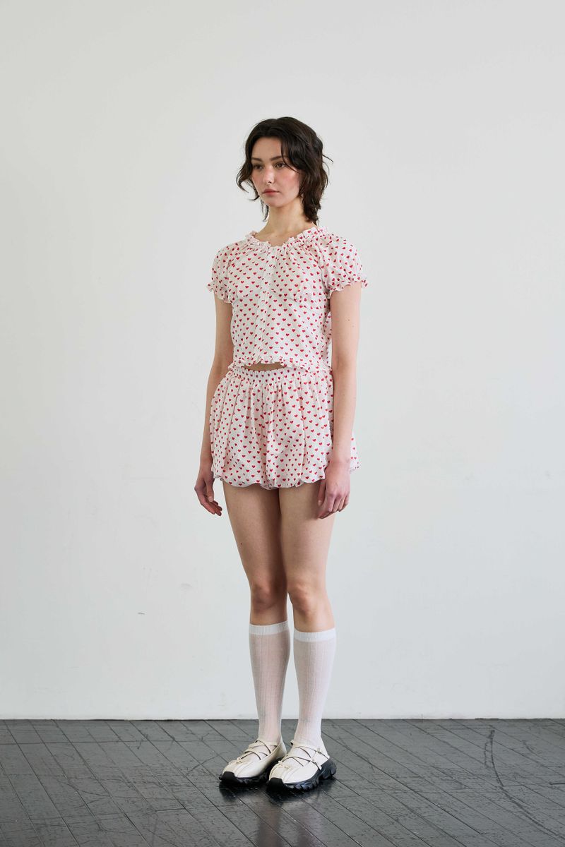 MINI HEART TWO WAY BLOUSE / WHITE