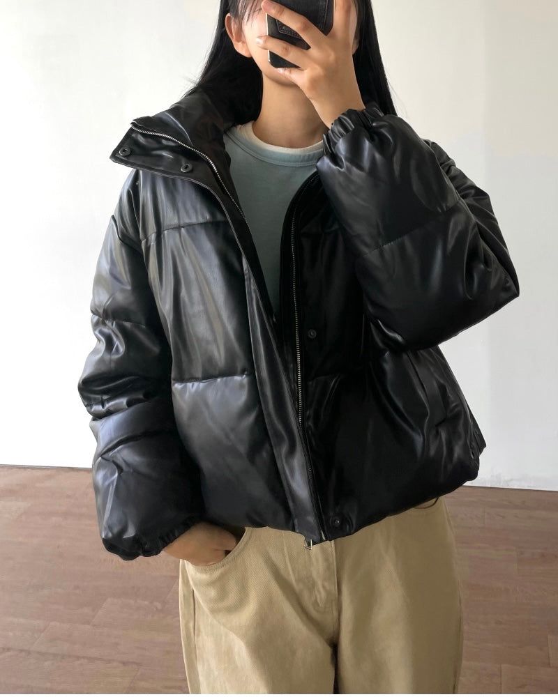 Mute Leather Short Padding Down Jumper 3C