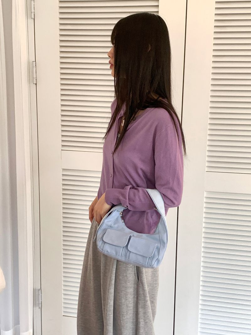 Bruce two-pocket cotton mini tote shoulder bag