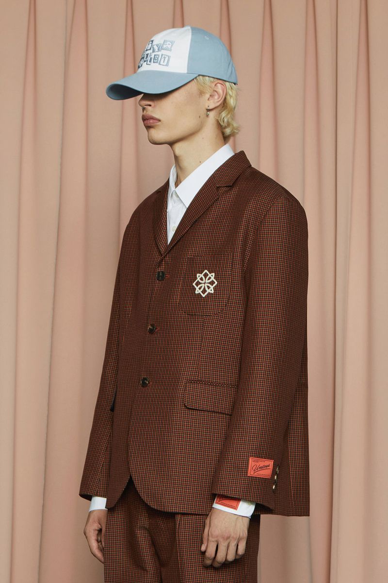 SYMBOL CHECK JACKET / NAVY&ORANGE