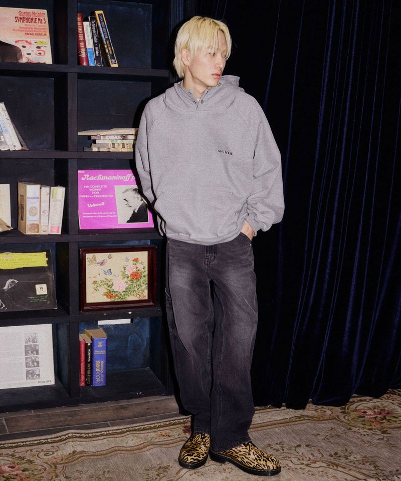 SNAP LOGO BALLOON HOODIE_BEIGE GRAY