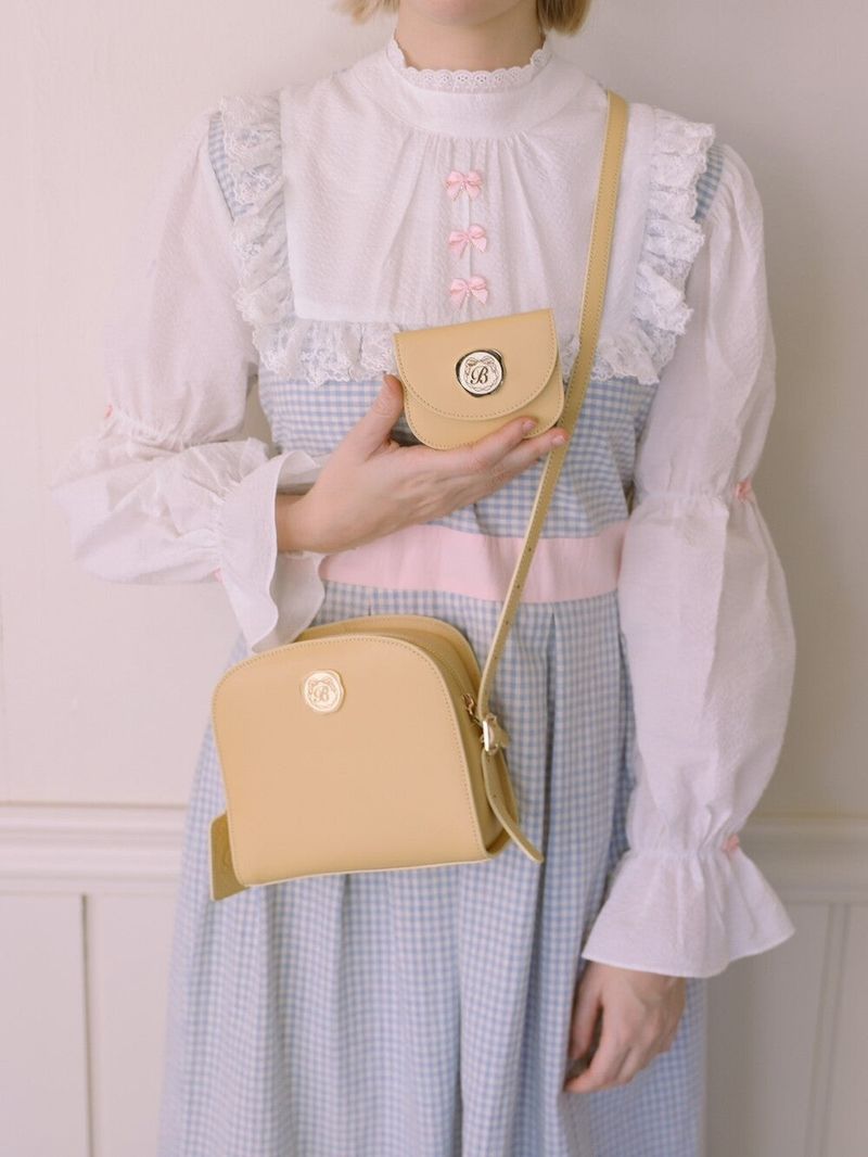 Half Moon Cow Leather Cross Bag ( Butter )