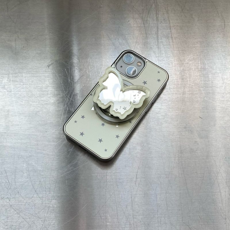 [MADE][Mirror Silver Bumper Case] Butterfly Mirror Case • Yellow