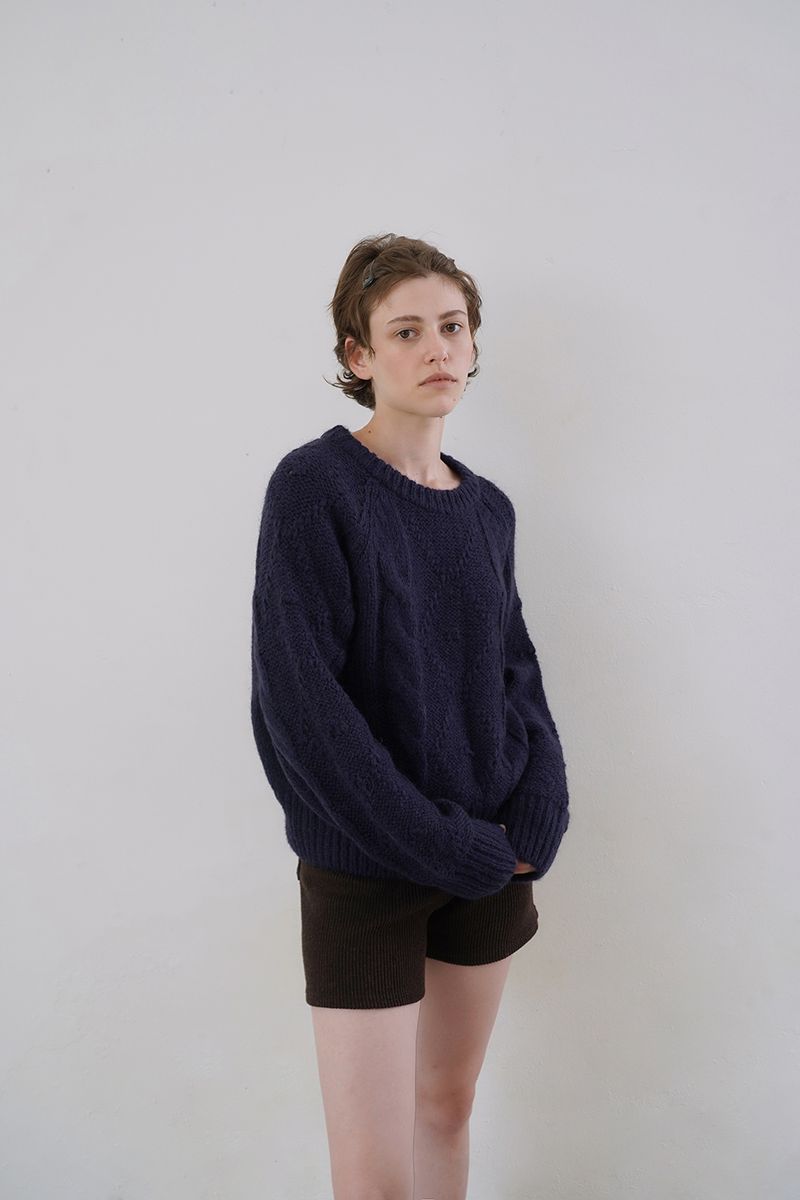 Cozy cable knit_navy