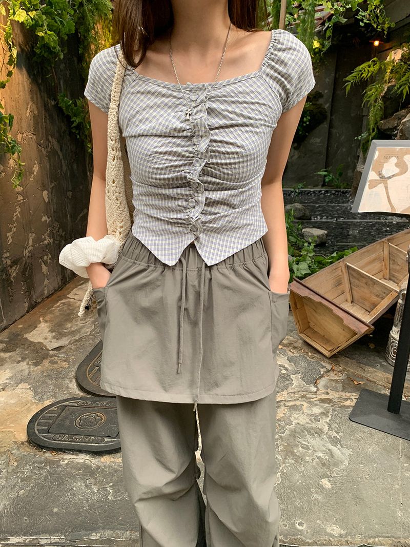 [MADE] Kaen Nylon Layered Skirt Banding Pants