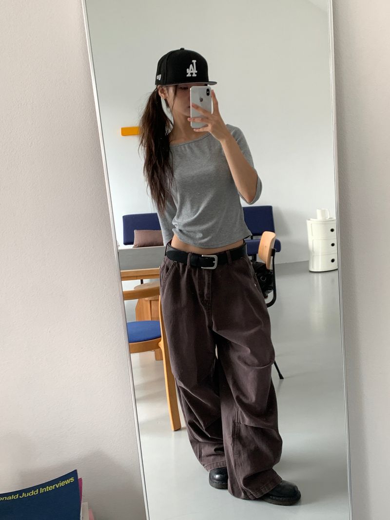 BOAT NECK MID SLEEVE TEE (4C)
