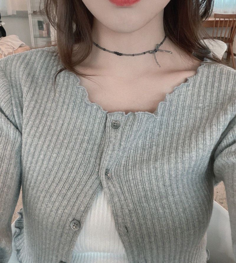 Mini Ribbon Beaded Necklace White