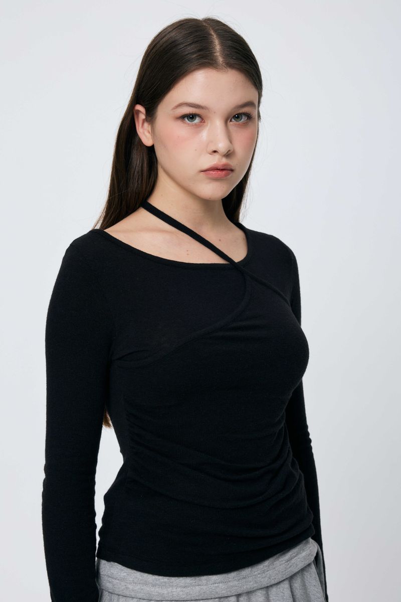 MUREN SHIRRING TOP / BLACK