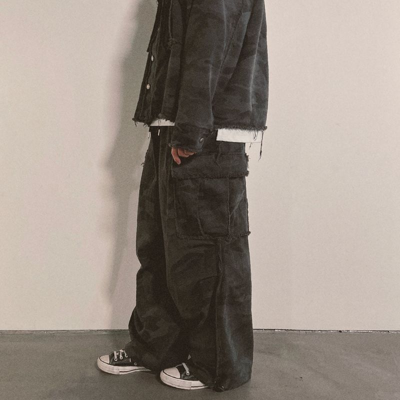 grunge camouflage cargo pants_charcoal