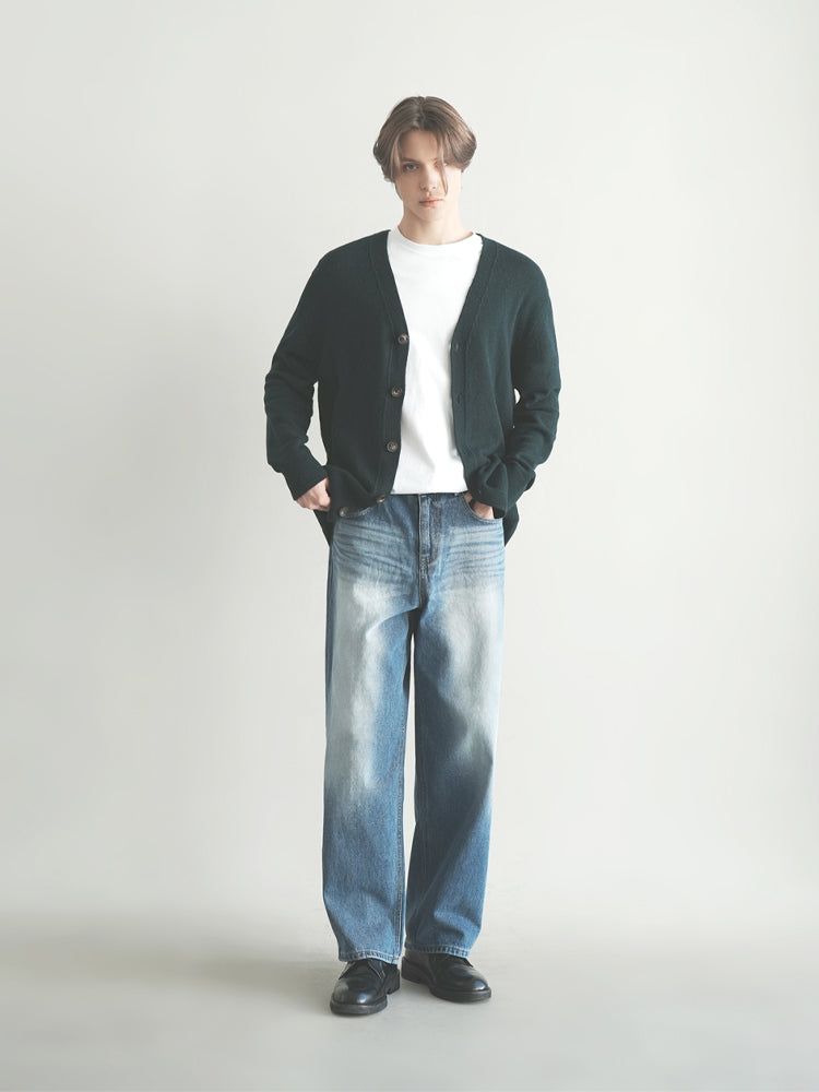M194 BRUSH WIDE DENIM PANTS_DEEP BLUE