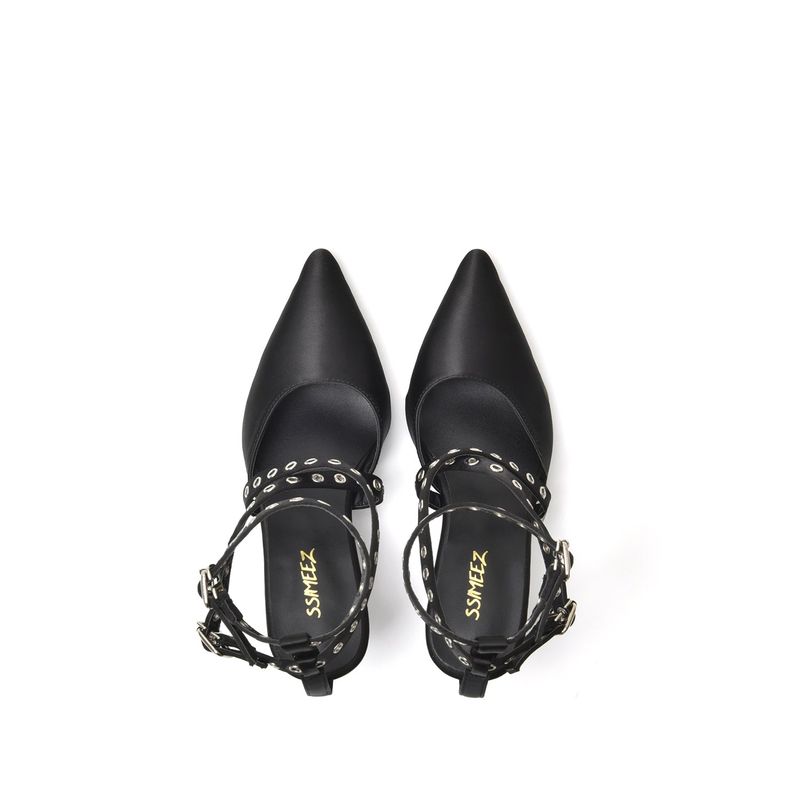 Satin Strap Stiletto Heel(Balck)
