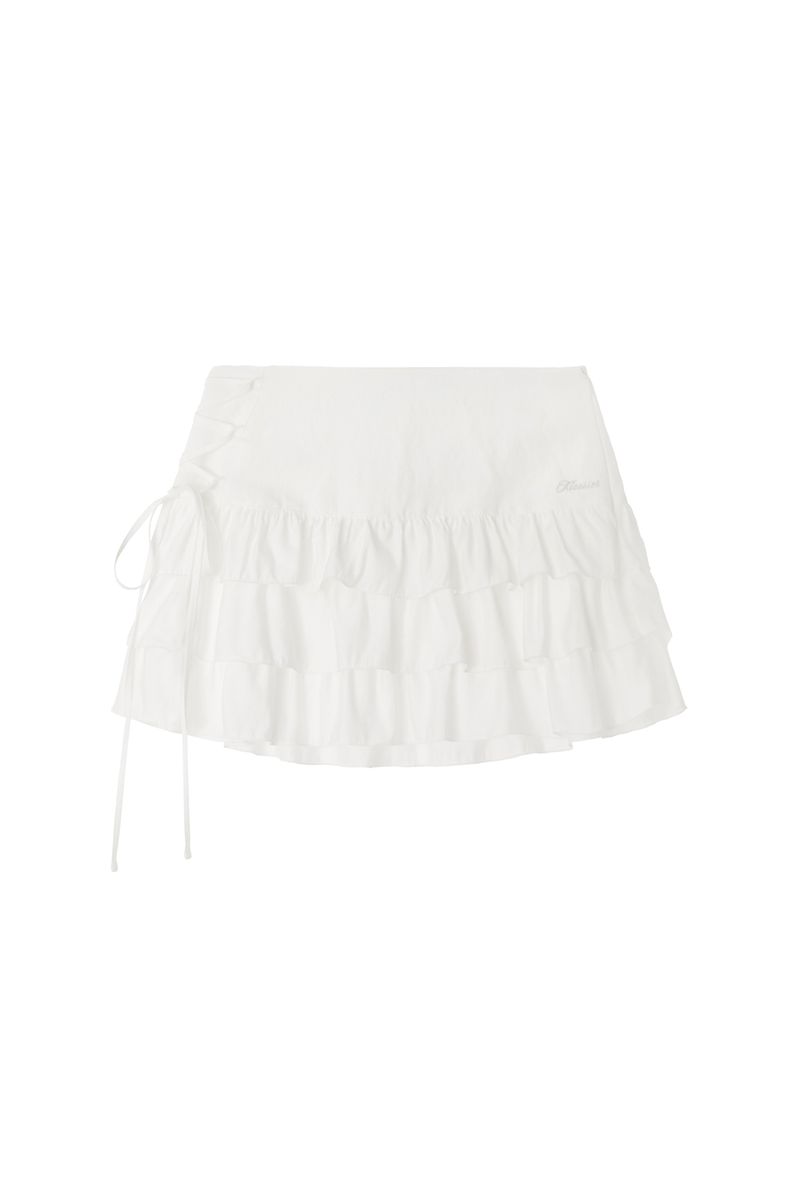 Sheer flow frill skirt