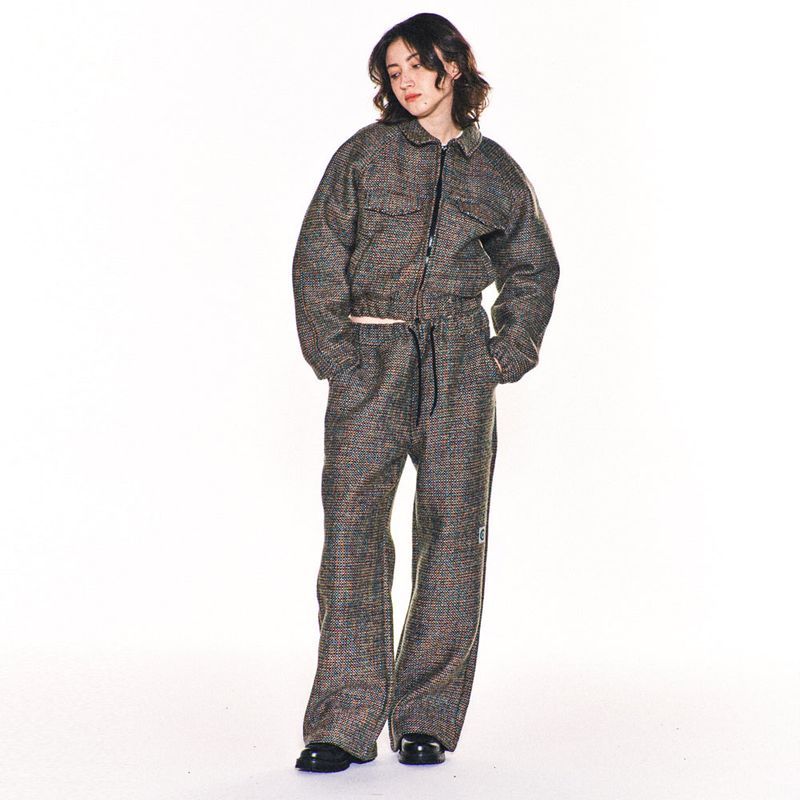 AVRIL TWEED WIDE LONG PANTS (BLUE)