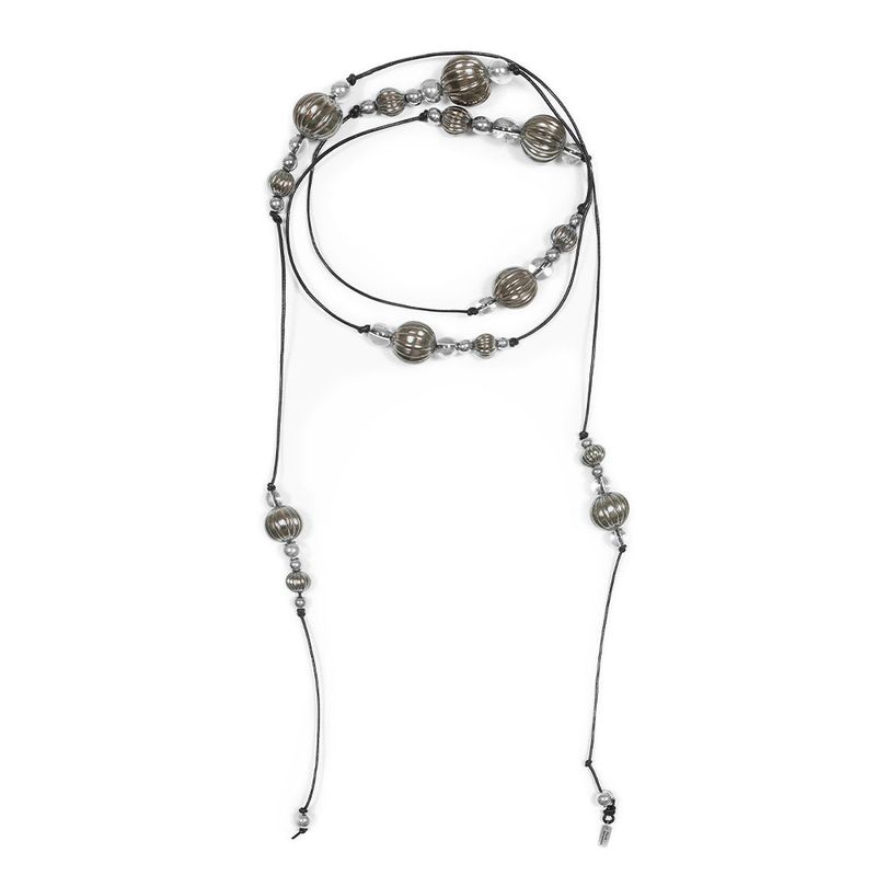Shell Leather String Belt (Black)