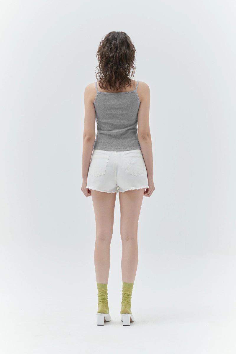 KIRSH PLAIN SEMI WIDE DENIM SKIRT PANTS - WHITE